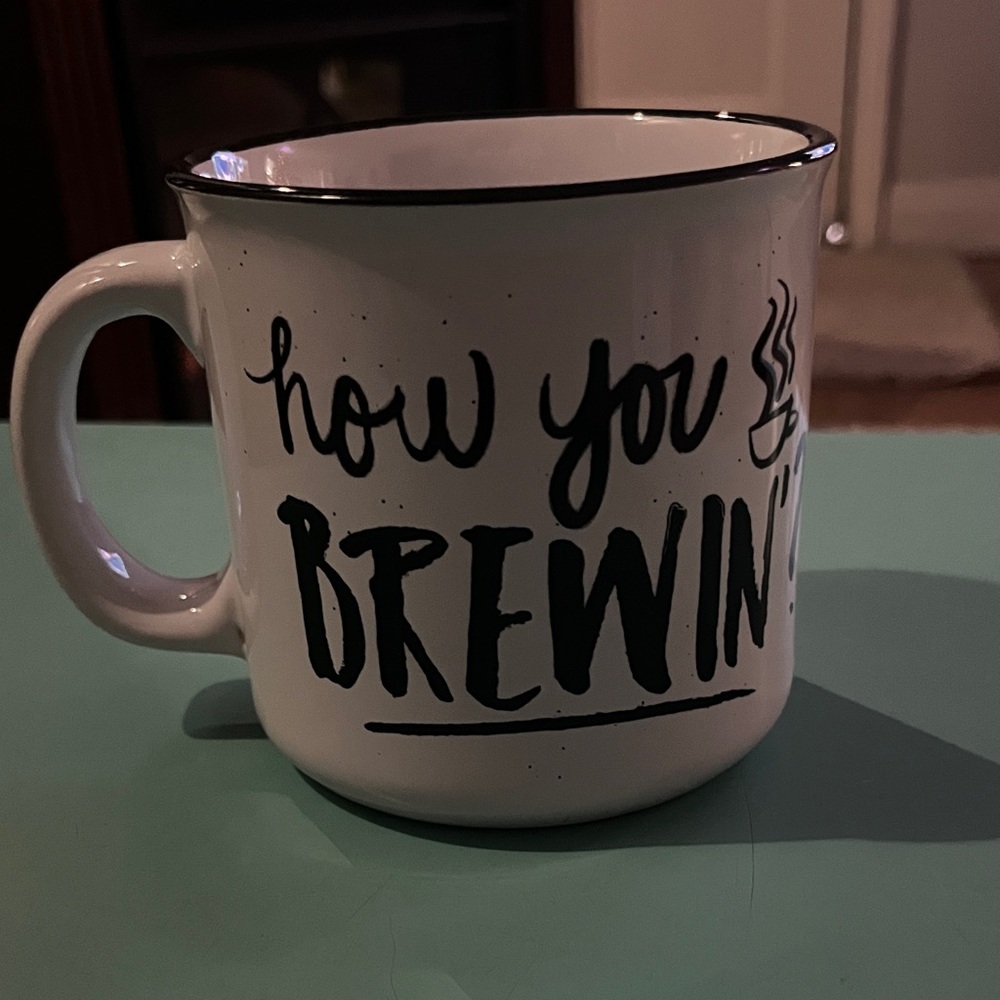 OFFICIAL FRIENDS “HOW YOU BREWIN?“ CERAMIC CAMPER-STYLE COFFEE MUG